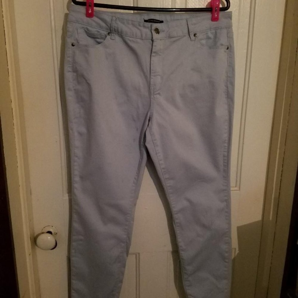 NEW Flying Banana Mid Rise Jeans Skinny Stretch Pull On Gray Size: Womens 16